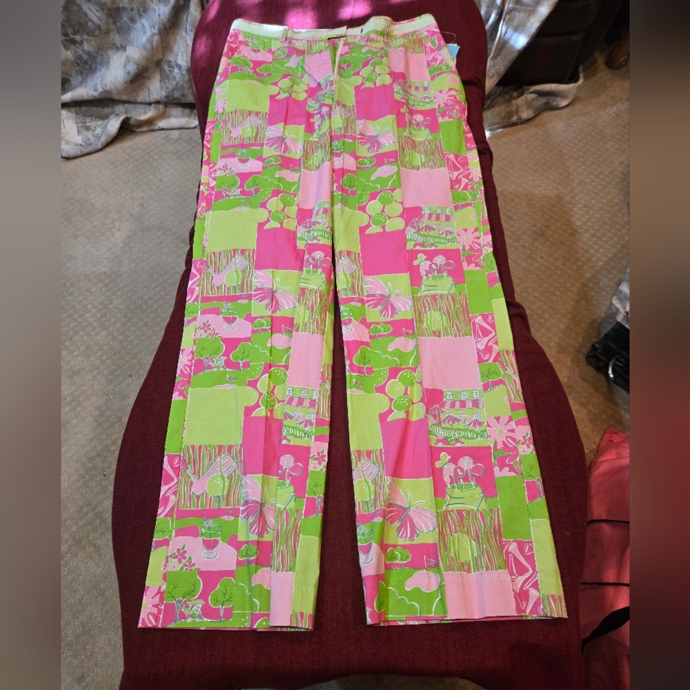 Lilly Pulitzer Pink and Green Patchwork Pants